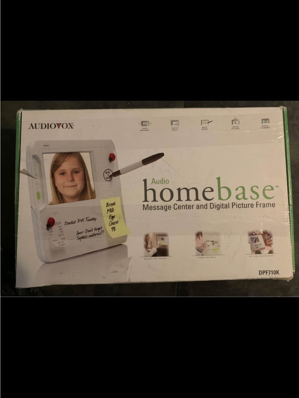 HomeBase Audio Message Center & Digital Picture Frame - White/Green